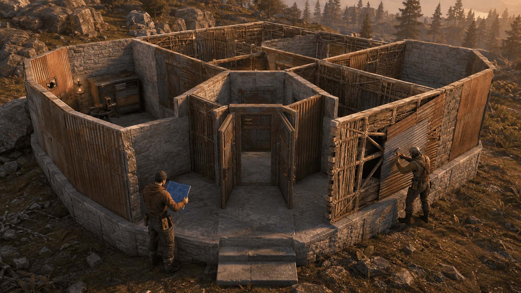 Building a base in Rust: cupboard, gate, and defense