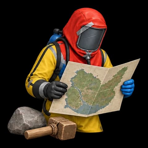 Hazmat in Rust is studying the island map