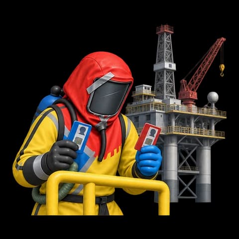 The Hazmat suit with keycards is getting ready to raid the oil rig.